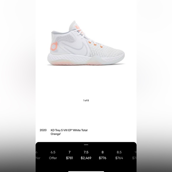 KD Trey 5 VIII EP ‘White Total Orange’ Men’s 7.5 - Picture 1 of 6